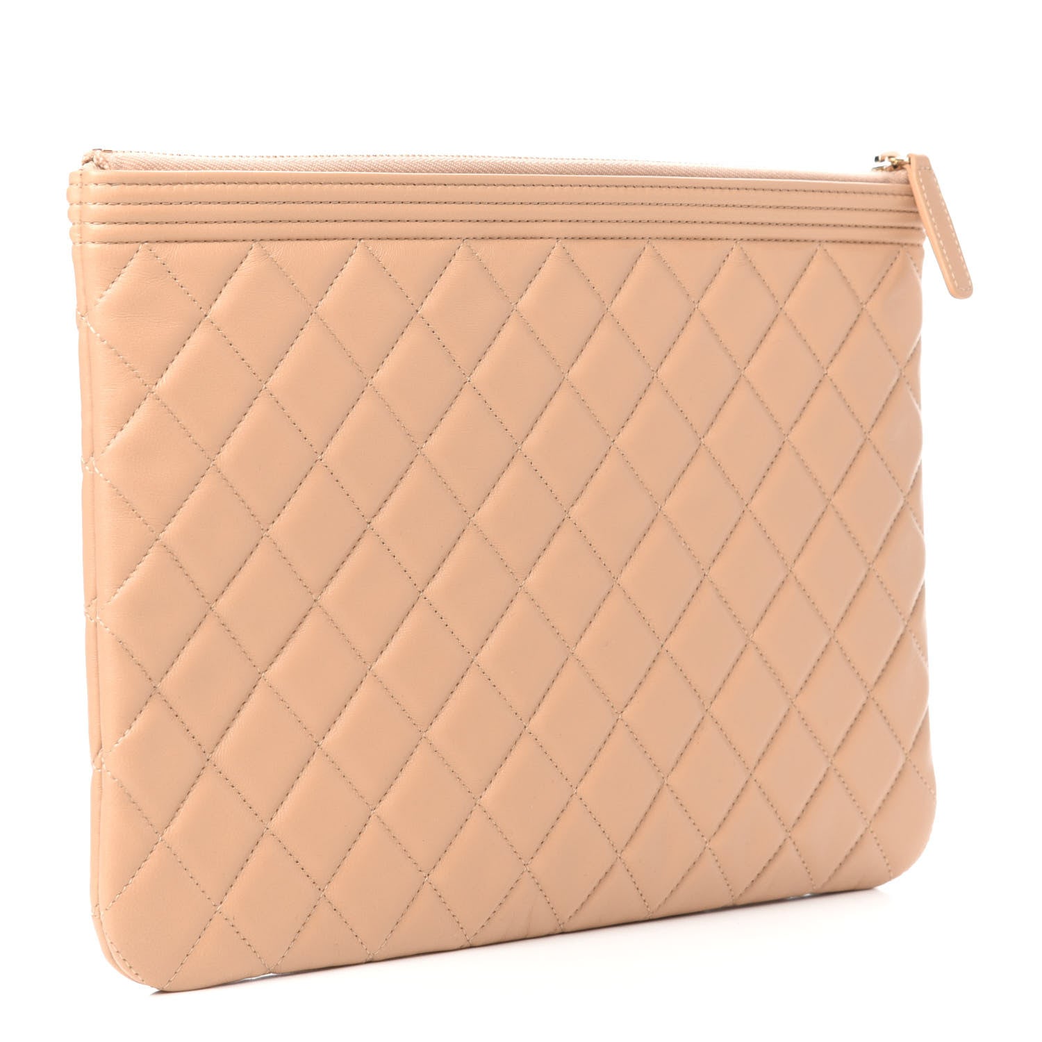 Chanel Lambskin Quilted Medium Boy Cosmetic Case Beige 3 of 8