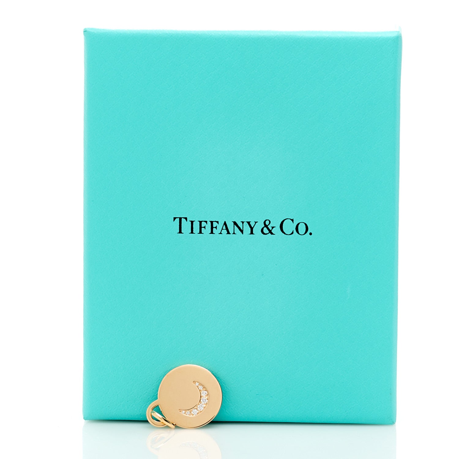 Tiffany 18K Rose Gold Diamond Moon Tag Charm Pendant 4 of 4