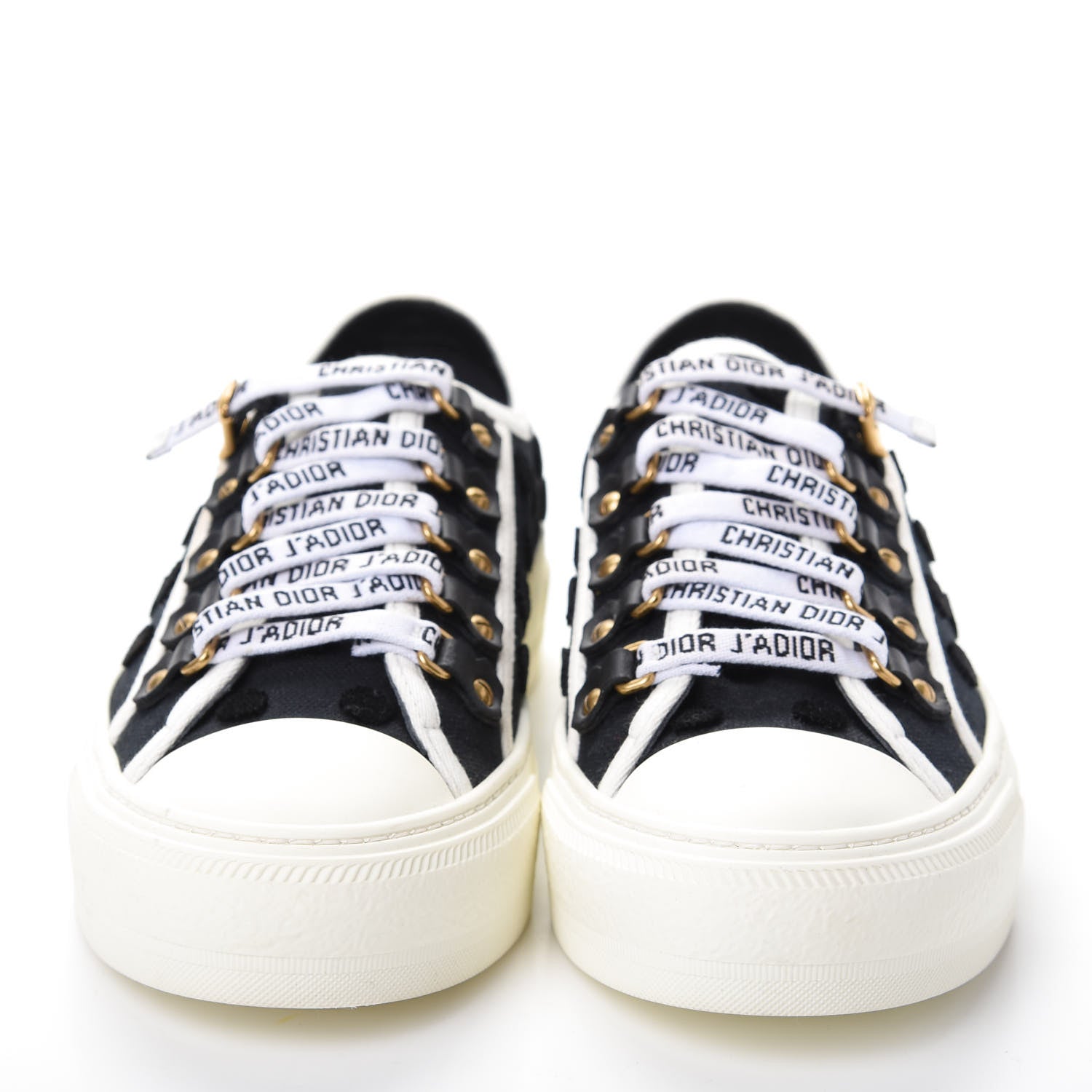 Christian Dior Canvas Dot Walk'N'Dior Low Top Sneakers 36 Black 2 of 11