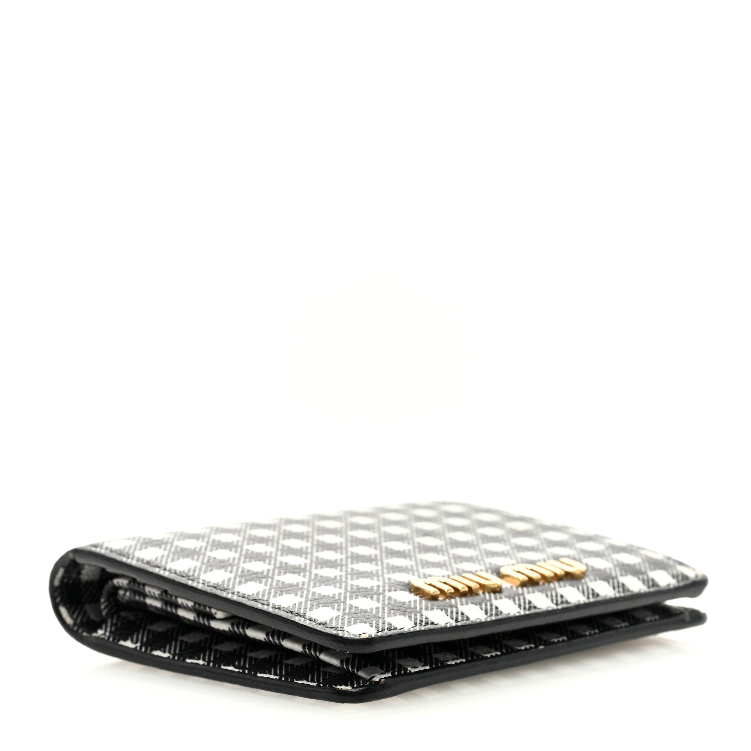 Miu Miu Goatskin Madras Wallet Black White 4 of 6