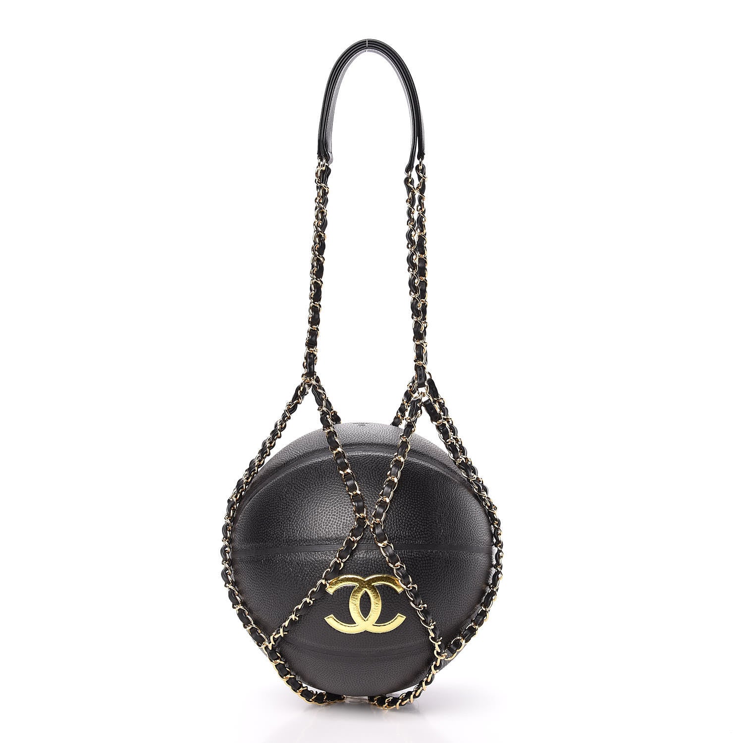 Chanel Lambskin Chain Net and Basketball Black Dark Gold 3 of 10