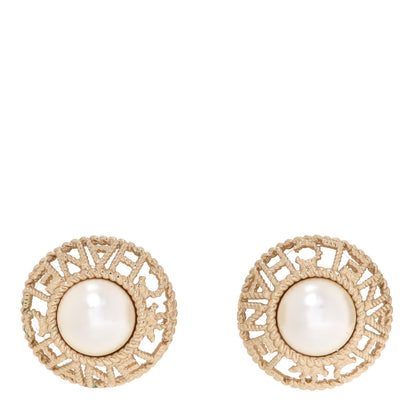 Chanel Pearl CC Round Rope Logo Earrings Gold 1 of 14