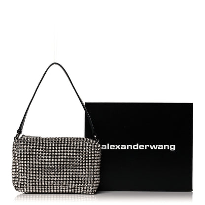Alexander Wang Mesh Crystal Rhinestone Mini Heiress Pouch Black Silver 11 of 11