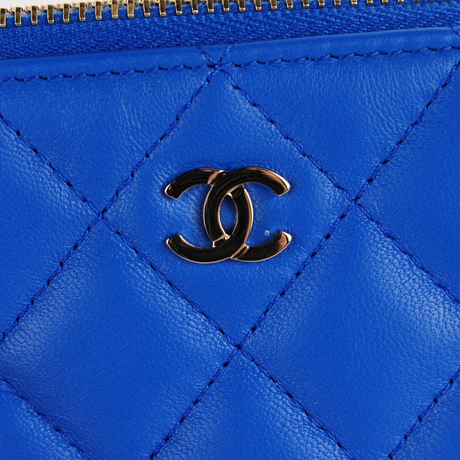 Chanel Lambskin Quilted Coin Purse Case Blue 6 of 8