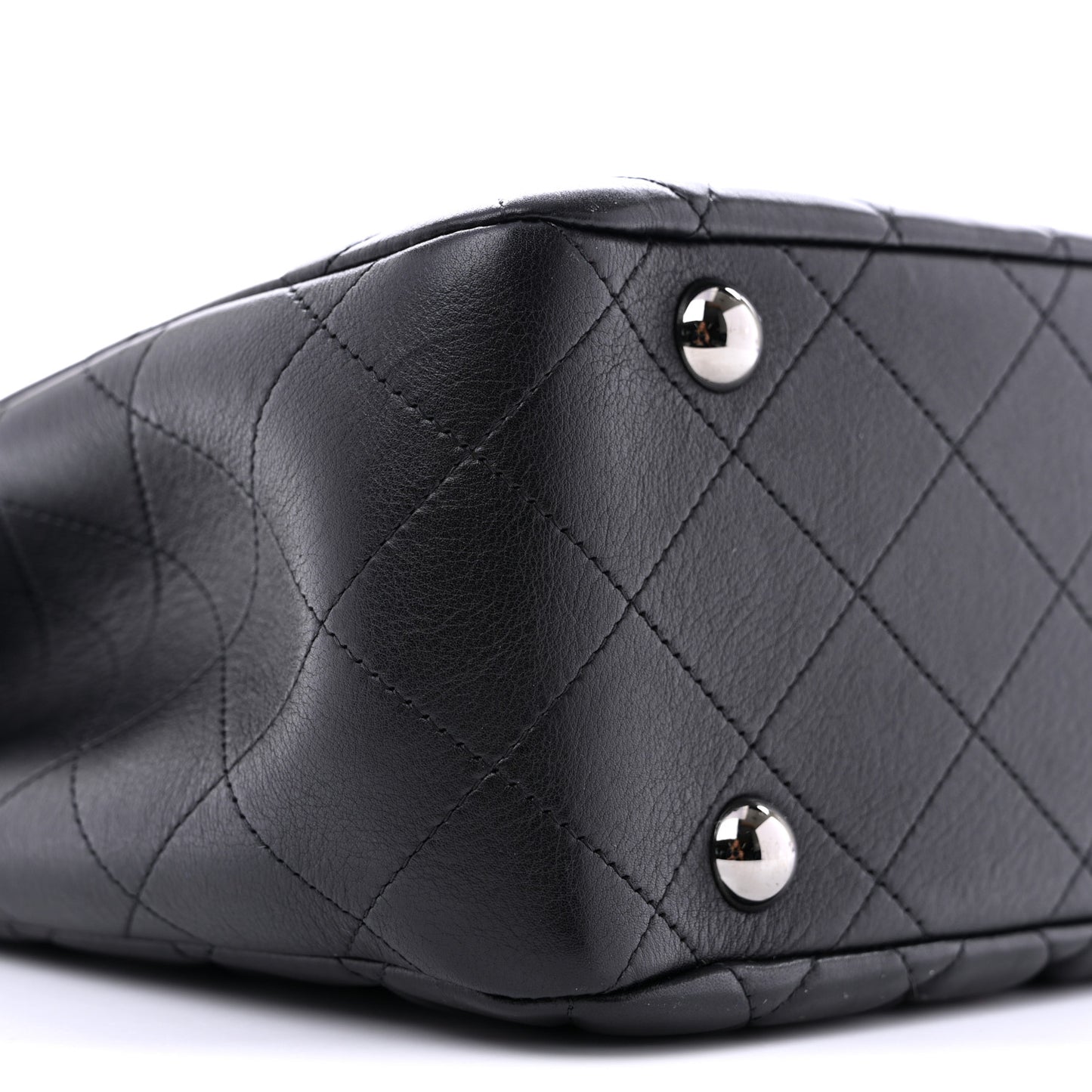 Lambskin Quilted Front Flap Tote Black
