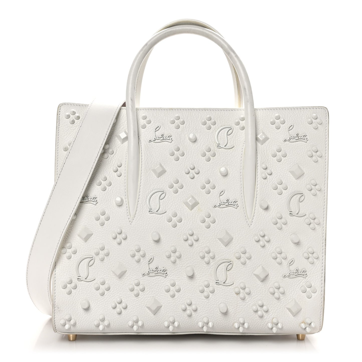 Calfskin Spikes Loubinthesky Medium Paloma White