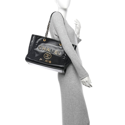 Chanel Aged Calfskin Small Charms Deauville Tote Black 2 of 11