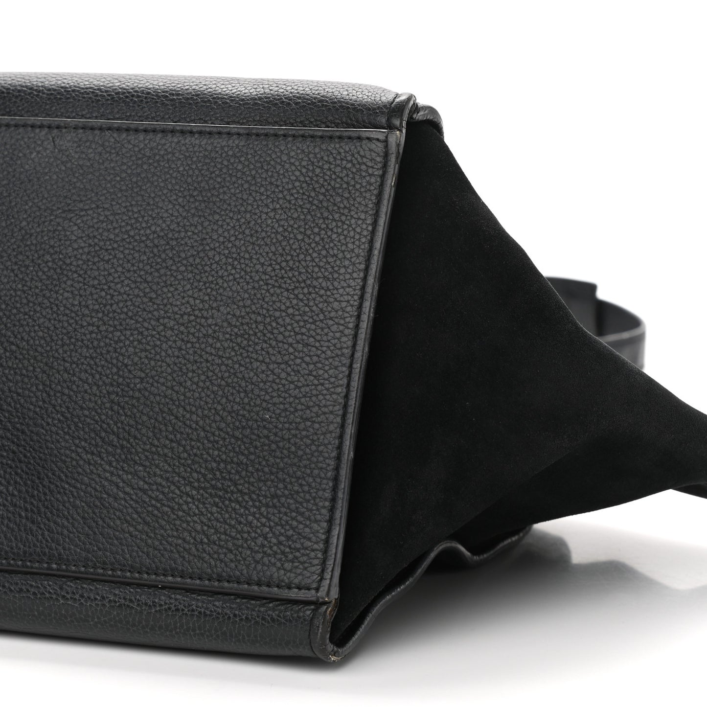 Drummed Calfskin Suede Medium Trapeze Black