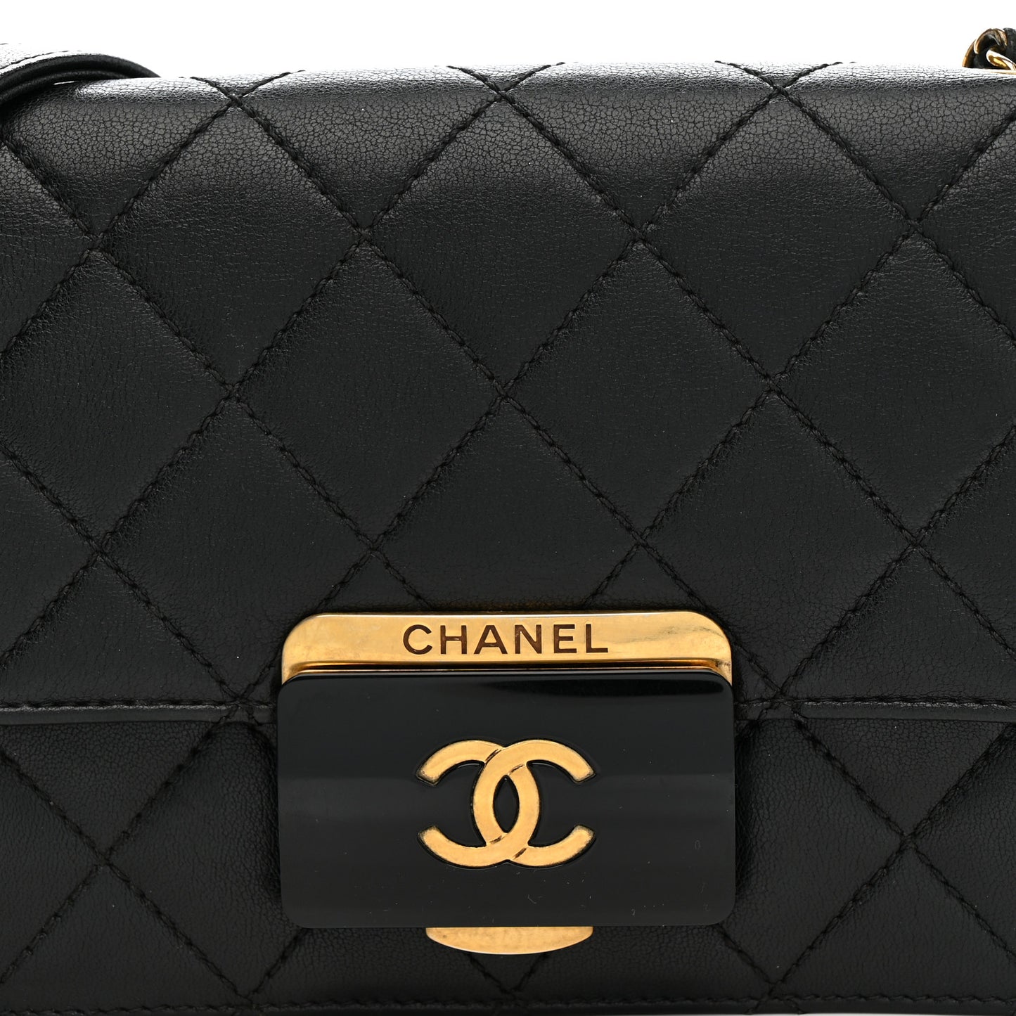 Sheepskin Quilted Mini Beauty Lock Flap Black