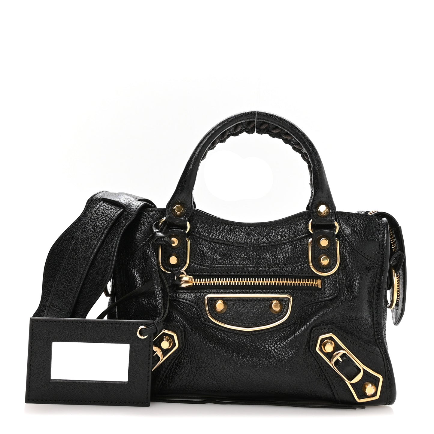 Chevre Gold Metallic Edge Hardware Mini City Black