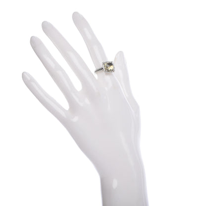 David Yurman Sterling Silver Diamond Lemon Citrine 9mm Chatelaine Pave Bezel Ring 50 5.5 2 of 5