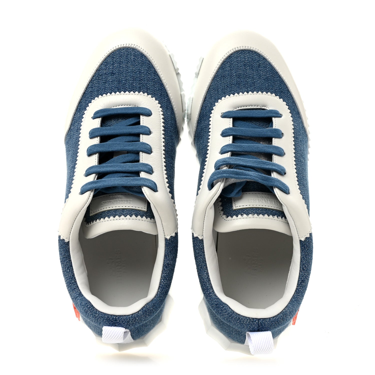 Hermes Denim Suede Goatskin Bouncing Sneakers 40.5 Bleu Clair White 2 of 11