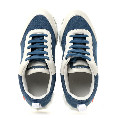Hermes Denim Suede Goatskin Bouncing Sneakers 40.5 Bleu Clair White 2 of 11