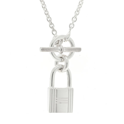 Hermes Sterling Silver Cadenas Kelly Lock Pendant Necklace 4 of 5