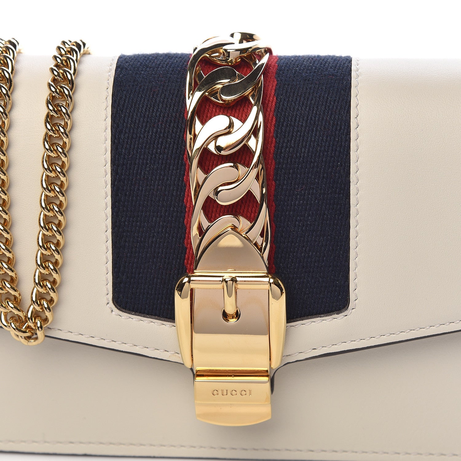 Gucci Calfskin Super Mini Sylvie Chain Shoulder Bag White 10 of 10