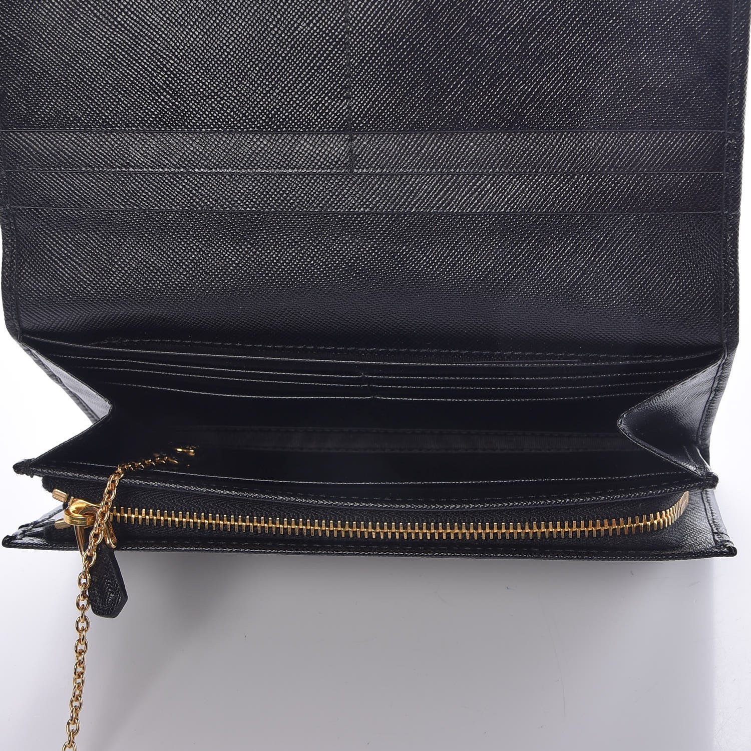 Prada Saffiano Continental Flap Wallet Black 6 of 6