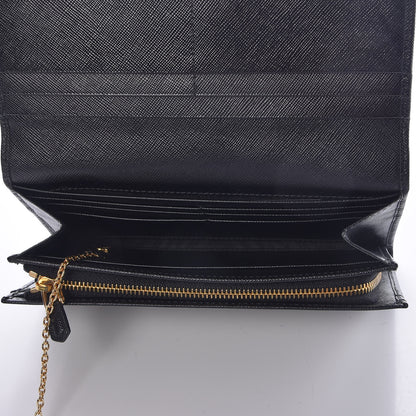Prada Saffiano Continental Flap Wallet Black 6 of 6