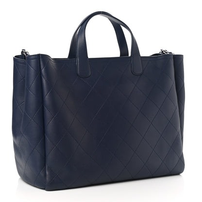 Chanel Calfskin Stitched Large Shopping Tote Dark Navy 3 of 11
