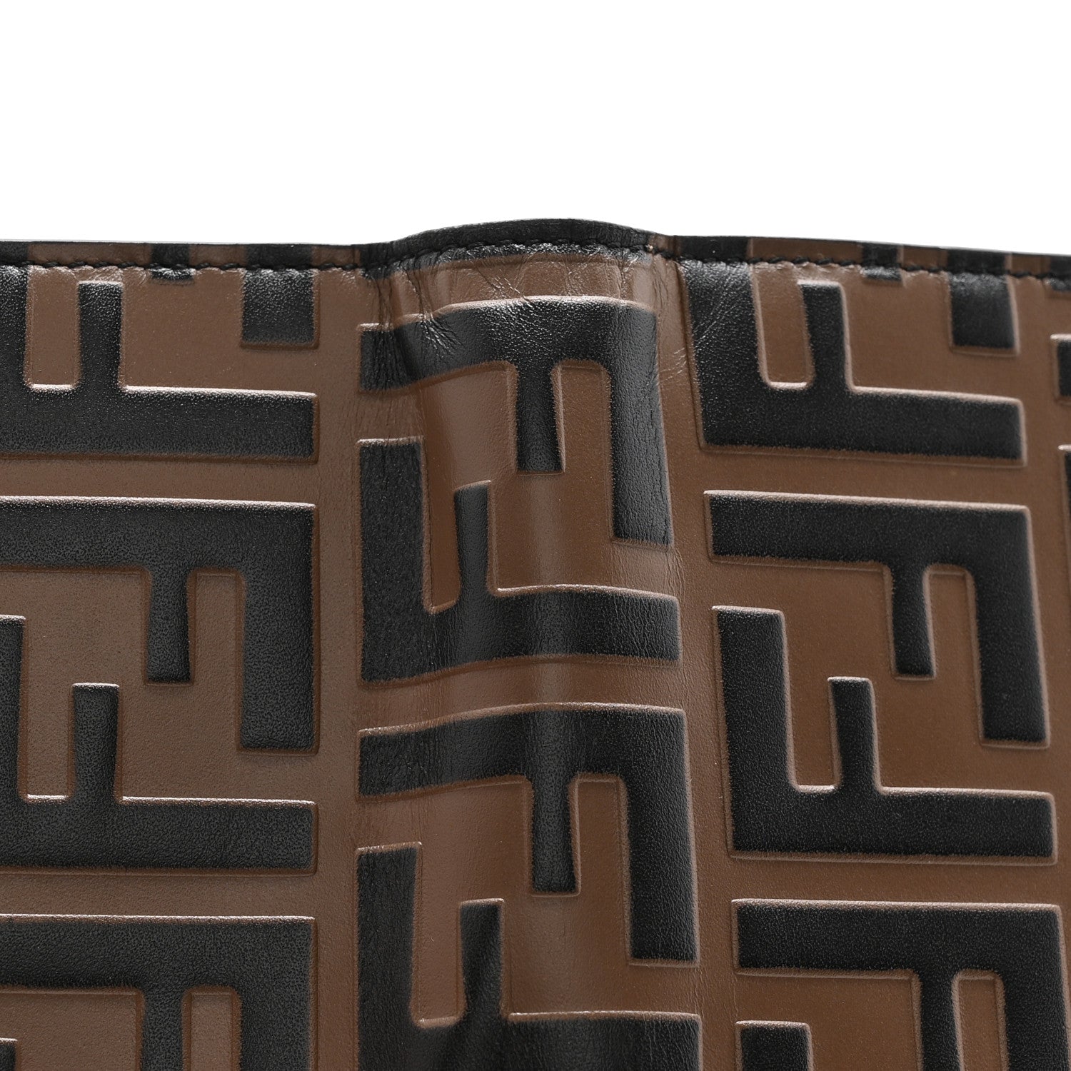 Fendi Vitello Soft F is Fendi Bi-Color FF 1974 Embossed Compact Wallet Maya Black 8 of 10