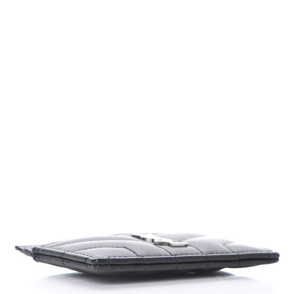 Saint Laurent Calfskin Y Quilted Monogram LouLou Credit Card Case Black 4 of 8