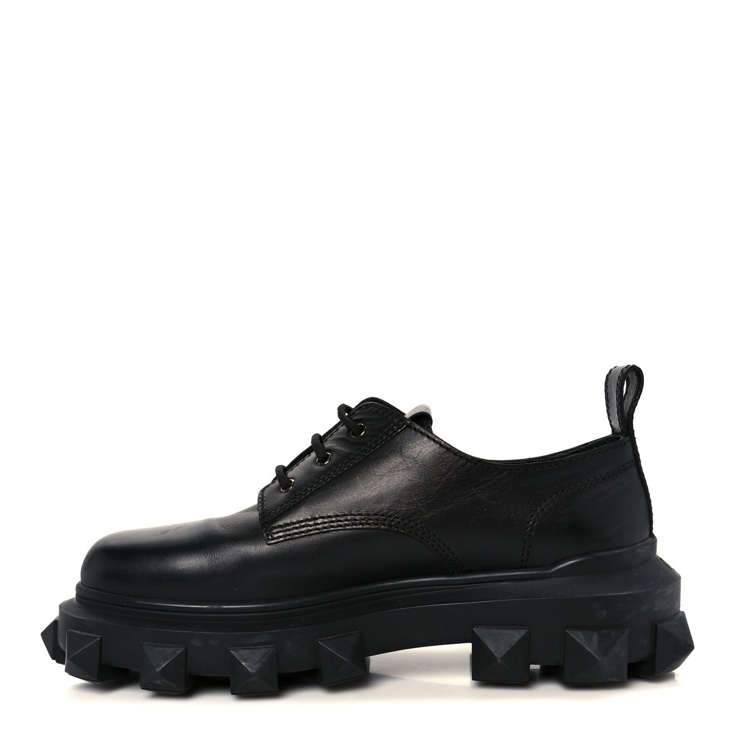 Calfskin Mens Trackstud Derby Loafers 45 Black
