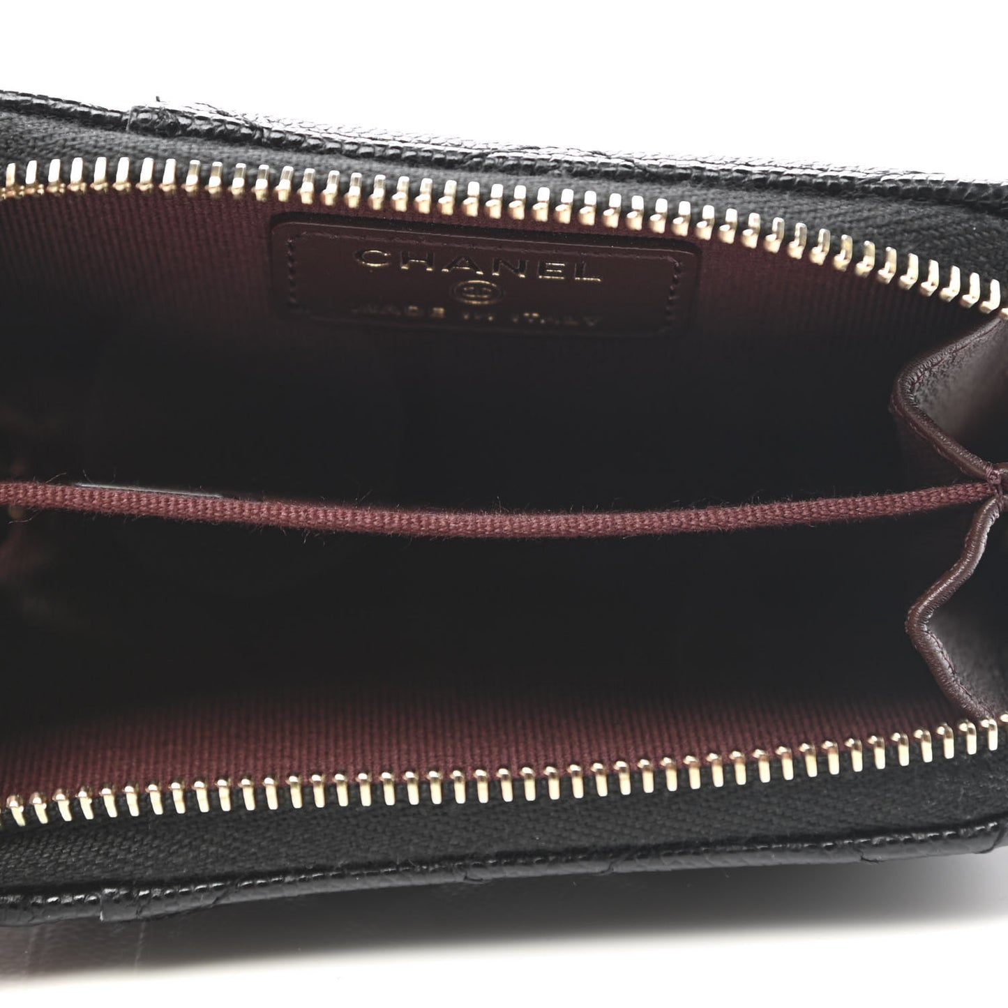 Caviar Quilted Zip Card Holder Black