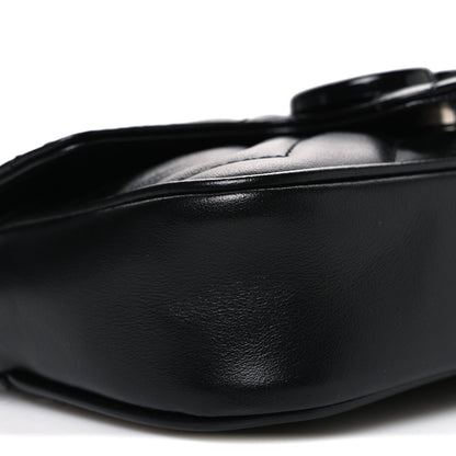 Gucci Calfskin Matelasse Monochrome GG Marmont Chain Belt Bag Black 9 of 10