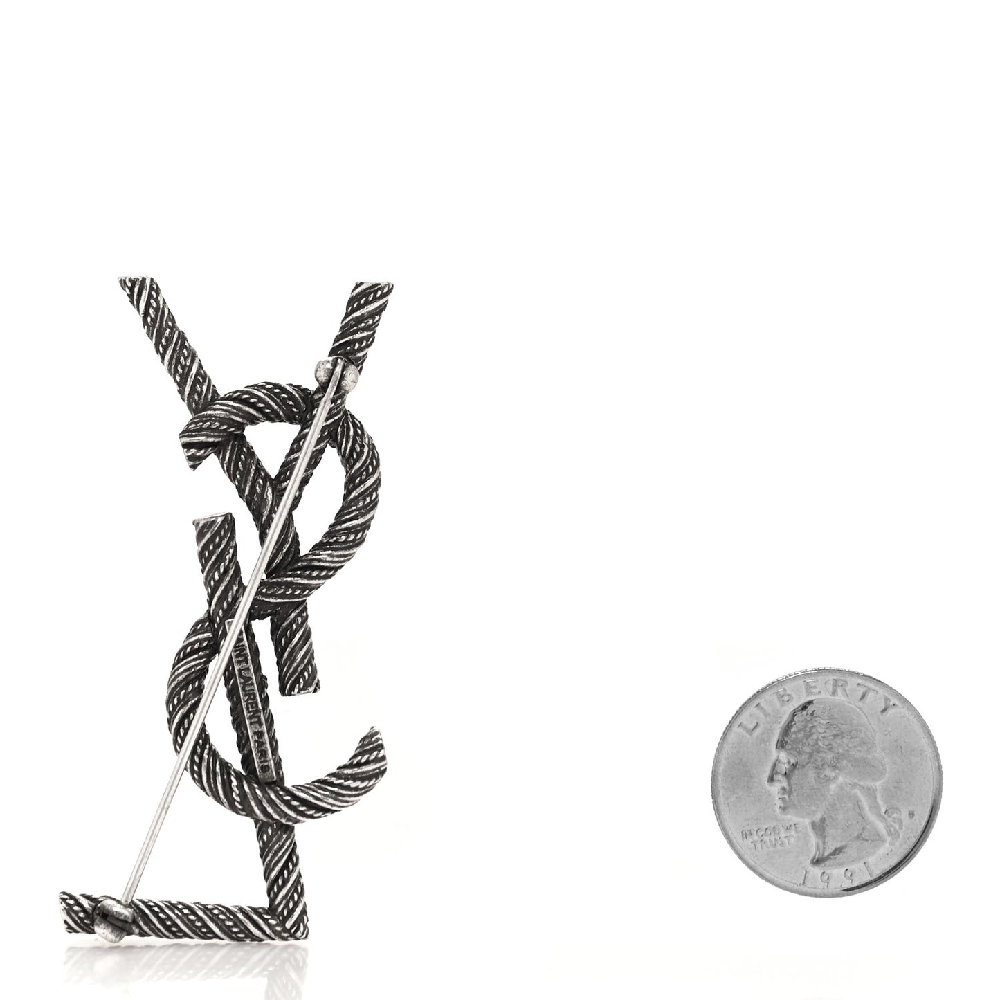 Brass Cassandre Opyum YSL Twisted Brooch Silver