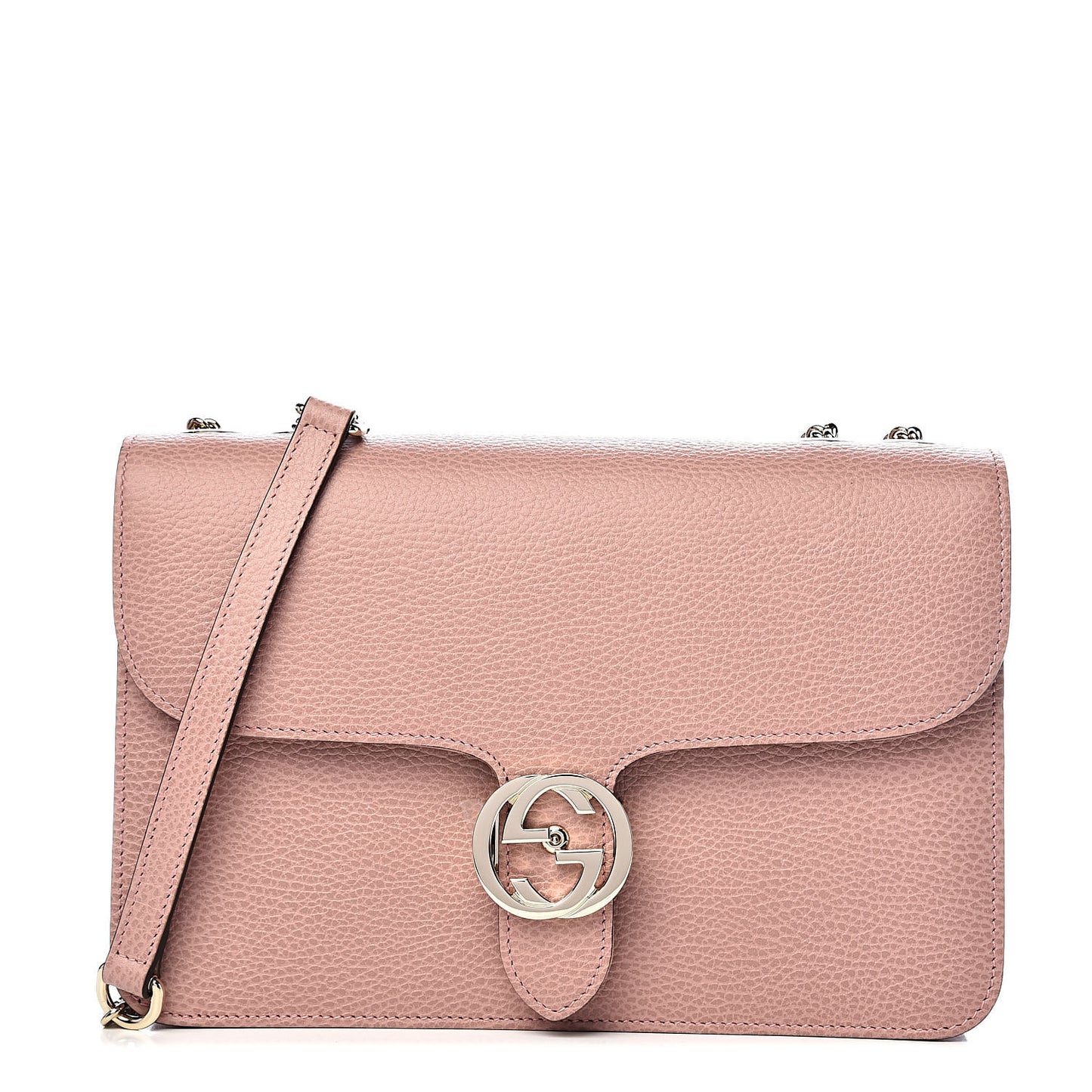 Dollar Calfskin Interlocking G Shoulder Bag Soft Pink