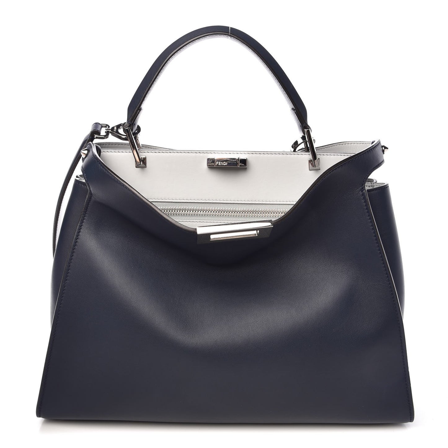 Vitello Tahiti Burro Large Peekaboo Iconic Essentially Satchel Blue Notte Grigio Perla