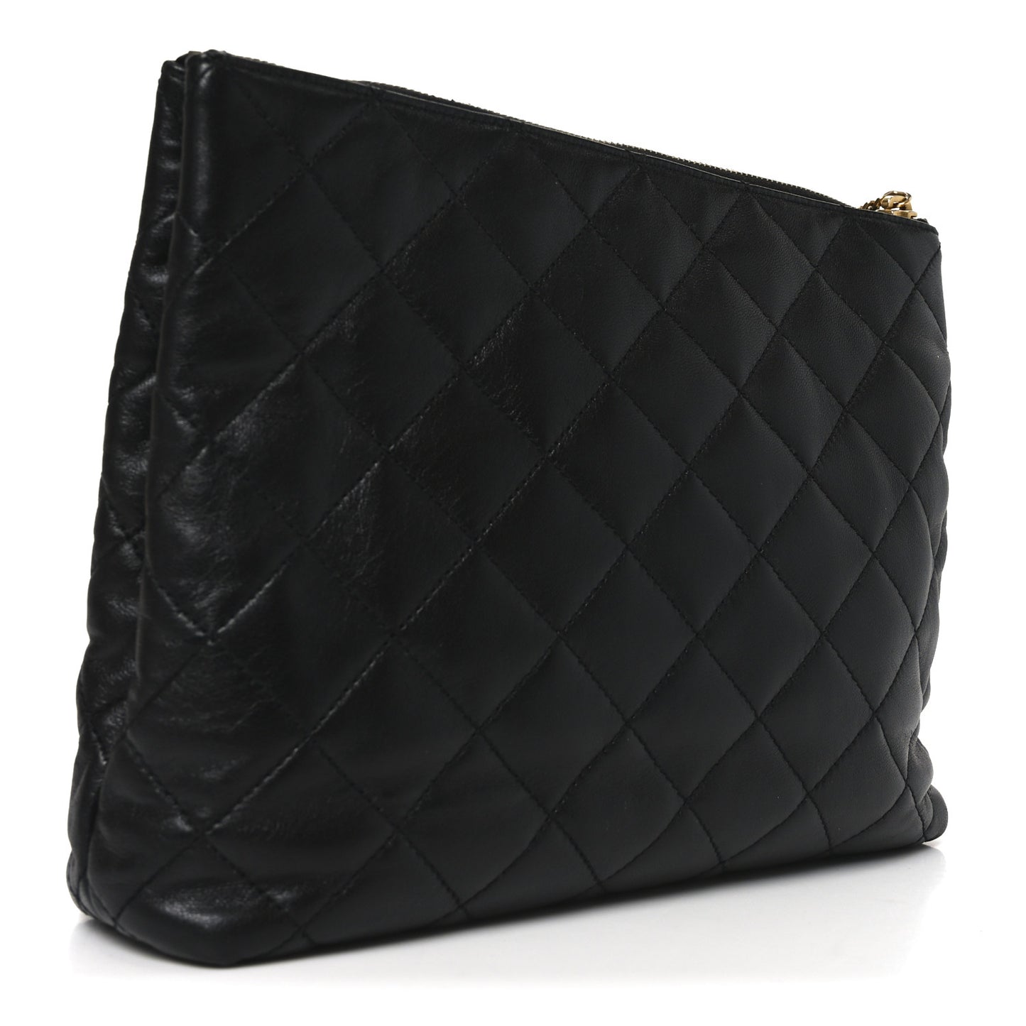 Calfskin Quilted Cassandre Large Cosmetic Pouch Black
