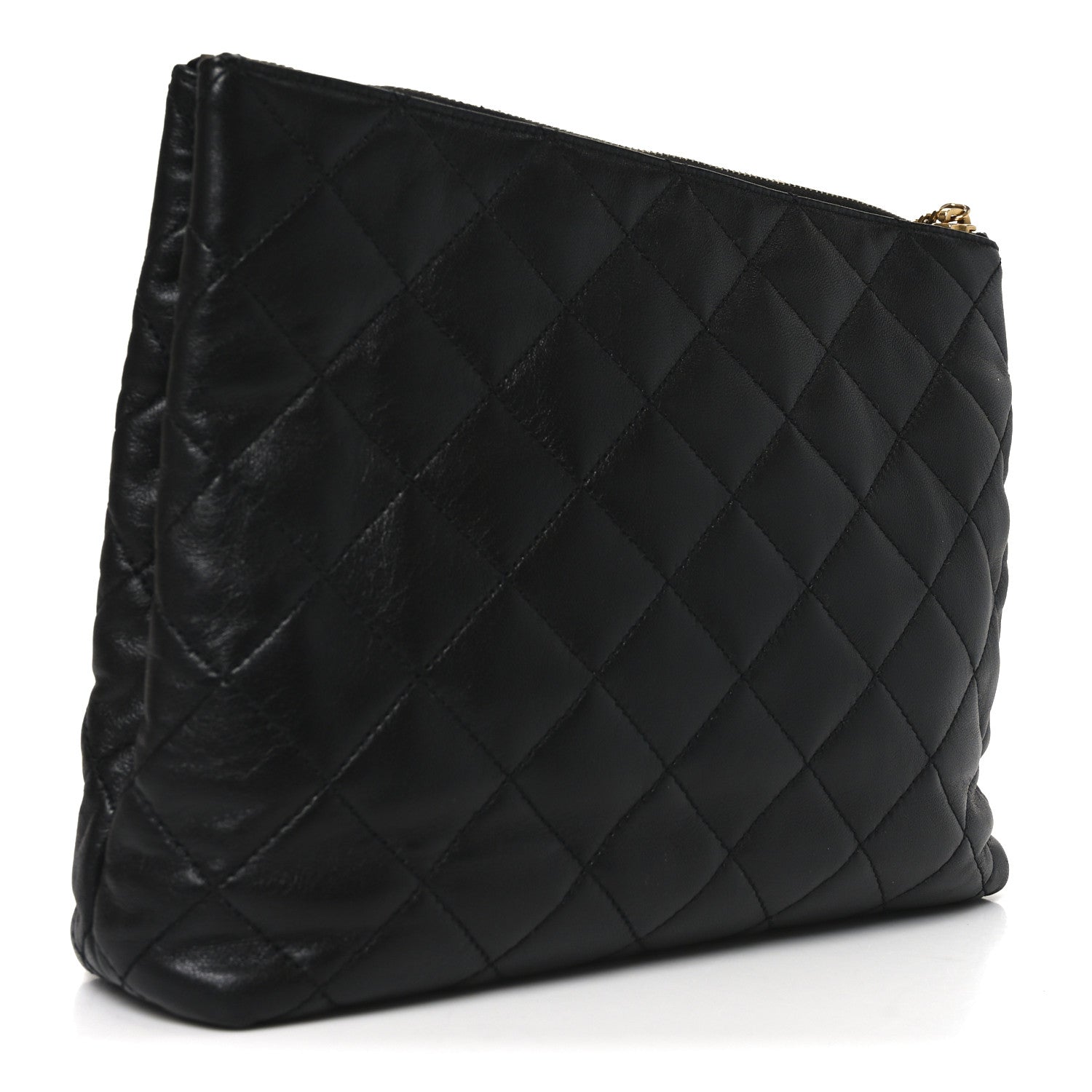 Saint Laurent Calfskin Quilted Cassandre Large Cosmetic Pouch Black 3 of 9