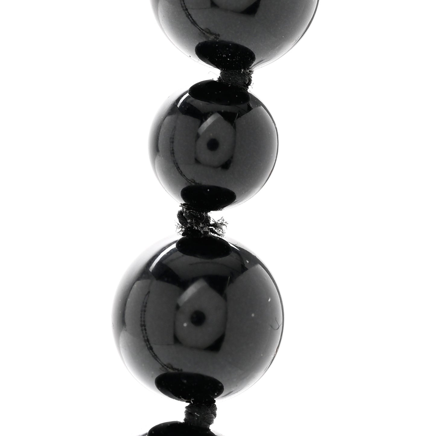 Pearl Beaded CC Long Necklace Black White