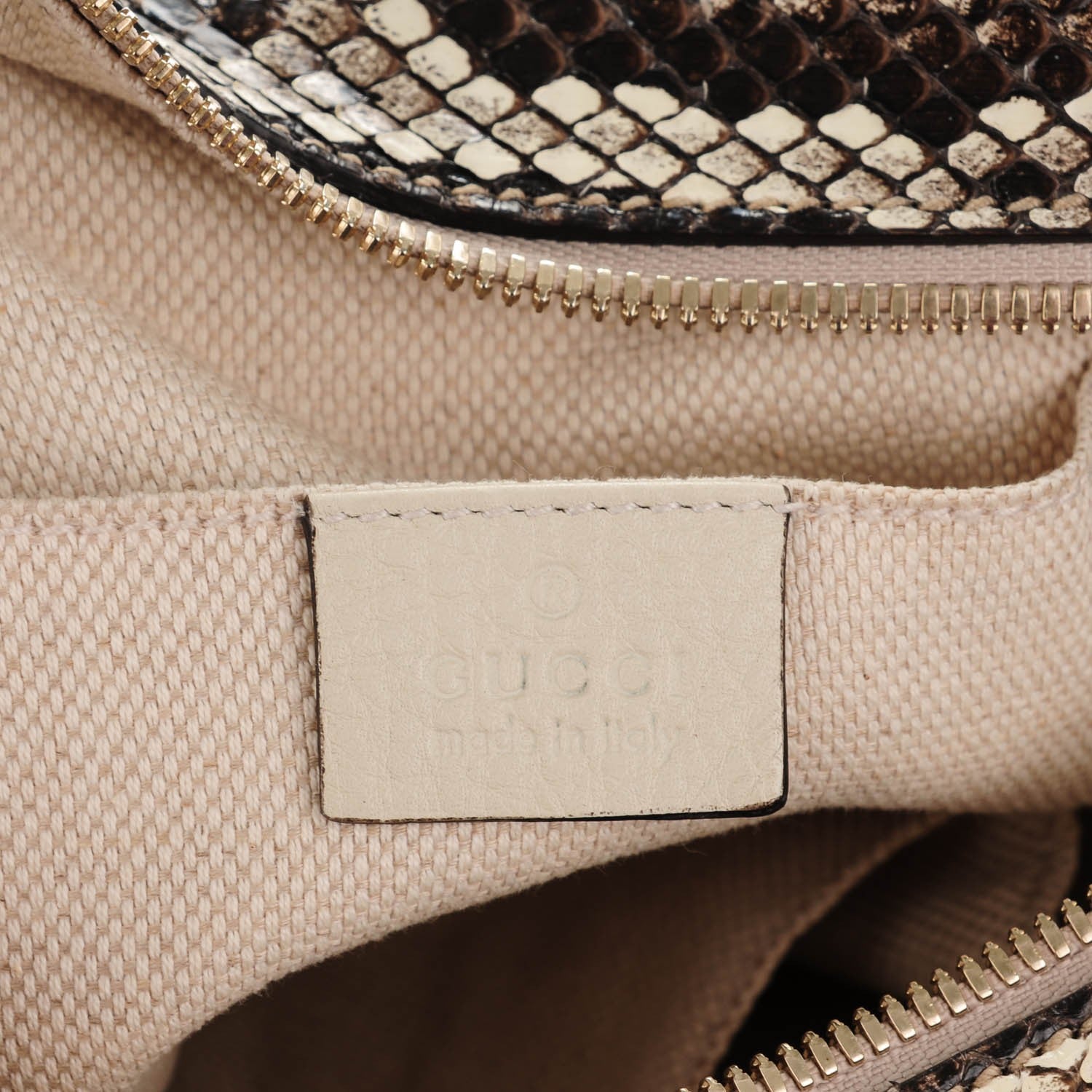 Gucci Python Small Soho Disco Bag Off White Nut Brown Beige 6 of 7