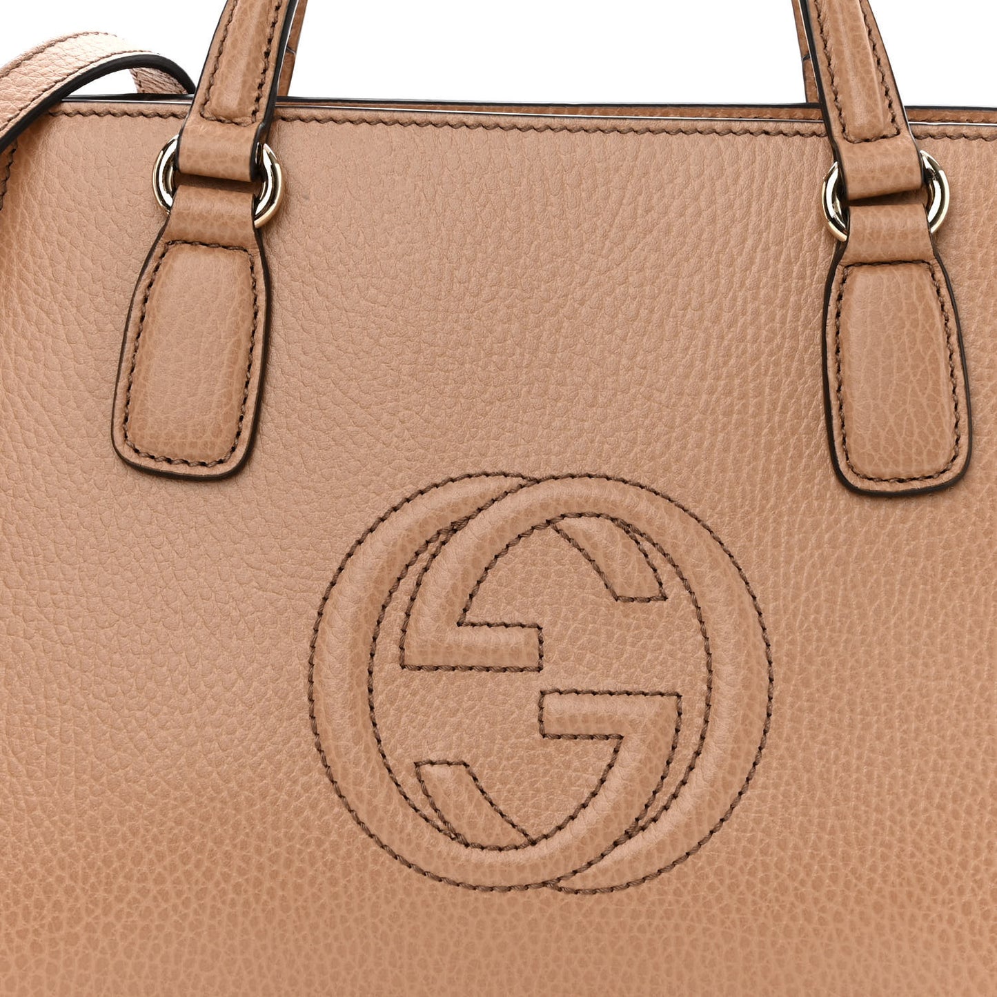 Dollar Calfskin Medium Soho Top Handle Satchel Camelia