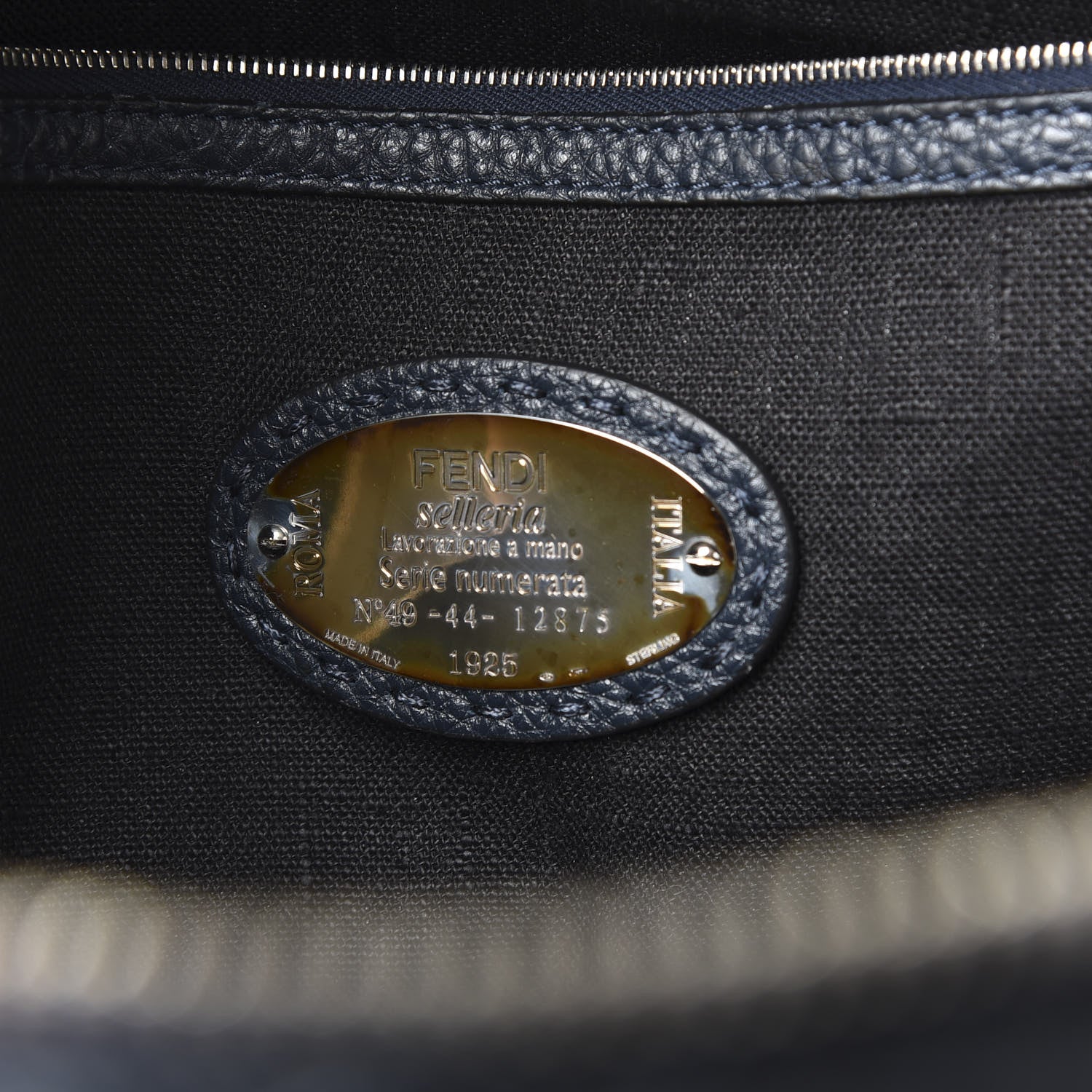 Fendi Calfskin Romano Selleria Backpack Navy 5 of 9