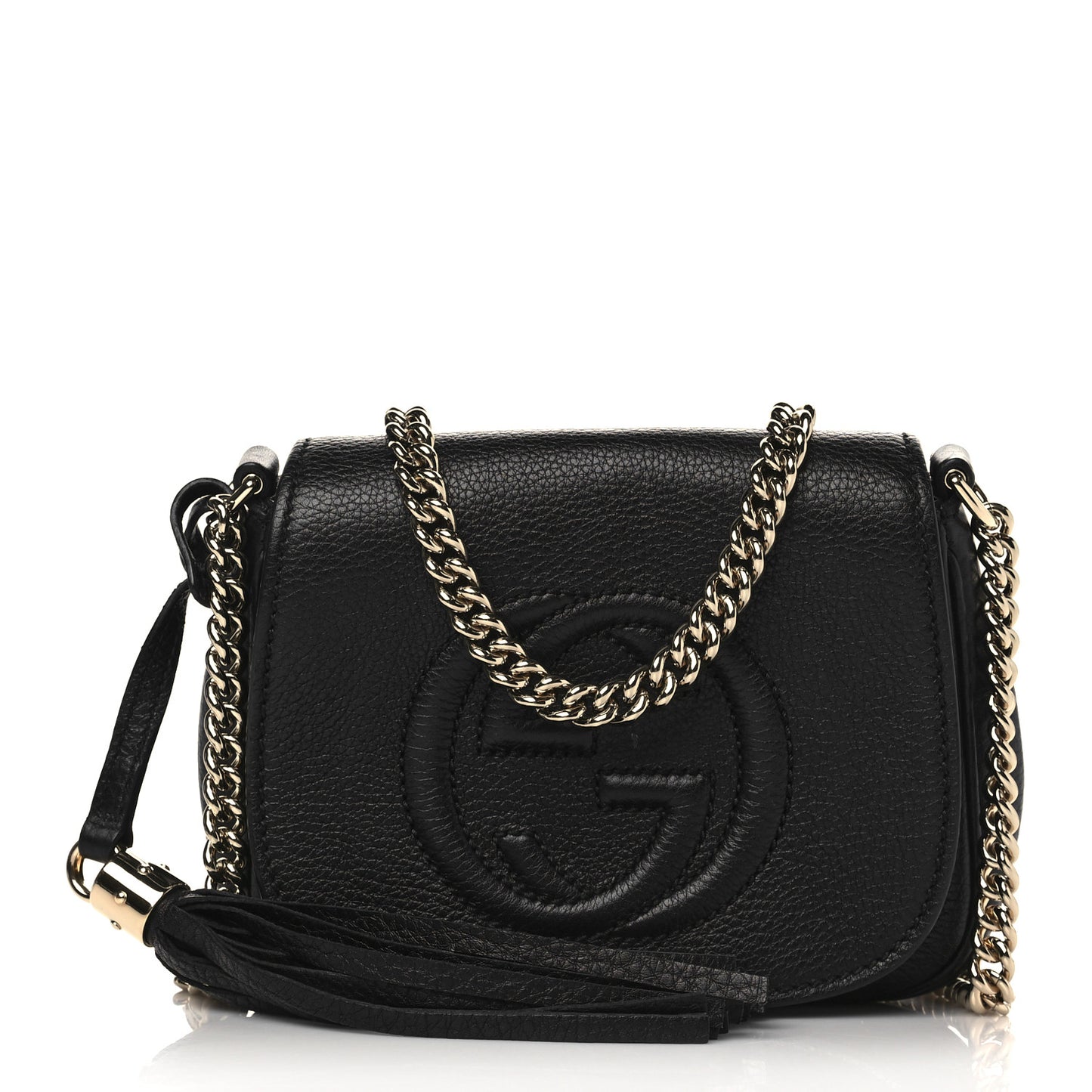 Pebbled Calfskin Small Soho Flap Crossbody Black