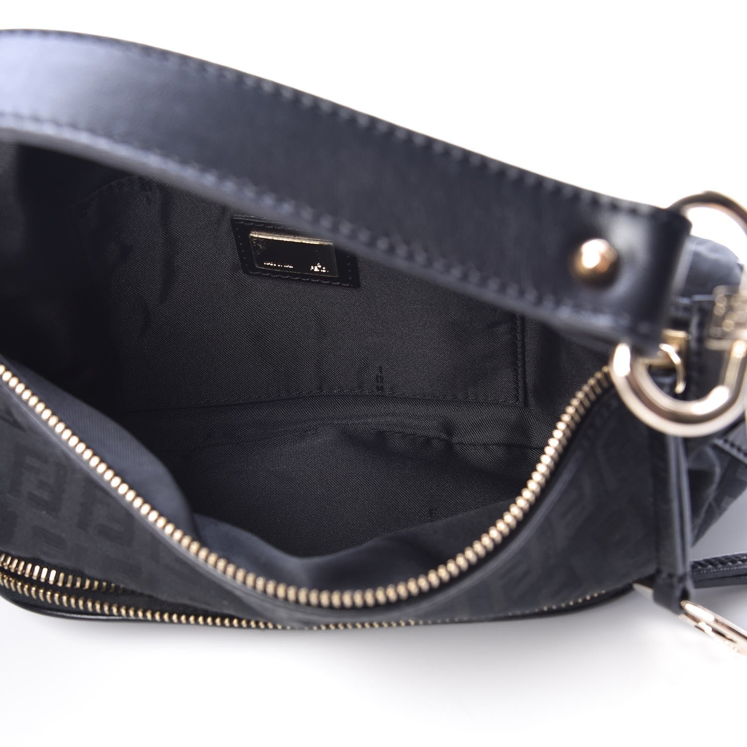Fendi Zucchino Cuoio Small Chef Pocket Shoulder Bag Black 5 of 7