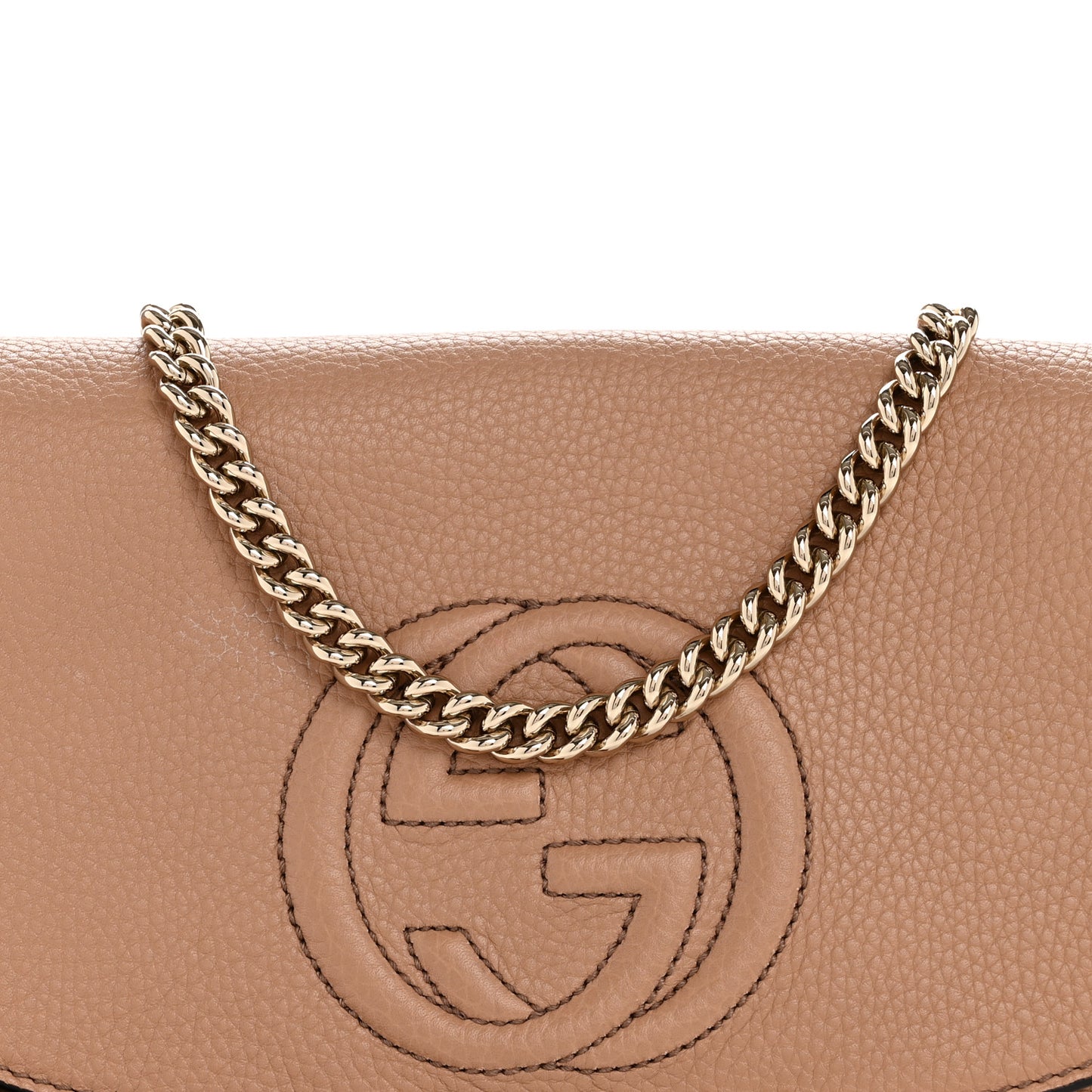 Pebbled Calfskin Medium Soho Flap Crossbody Camelia