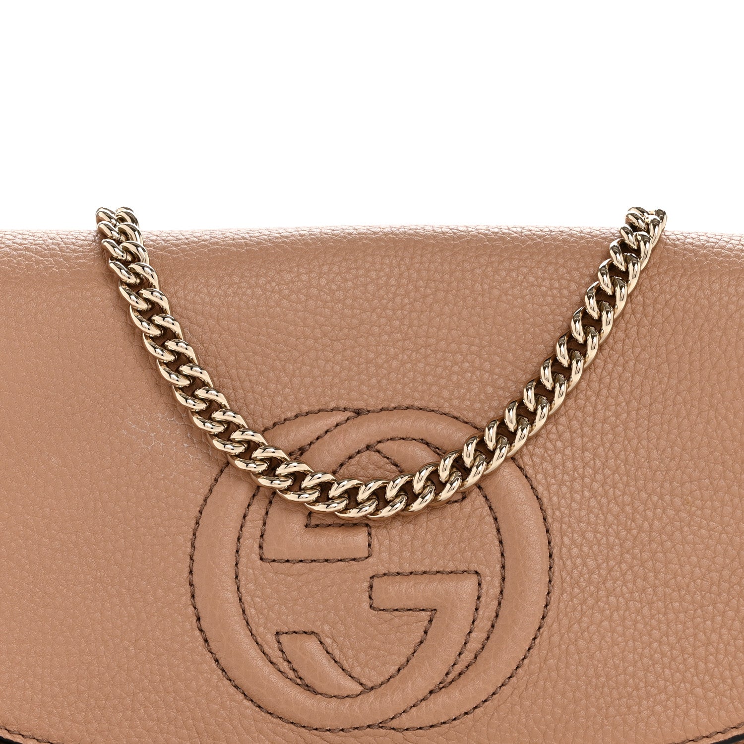 Gucci Pebbled Calfskin Medium Soho Flap Crossbody Camelia 8 of 11