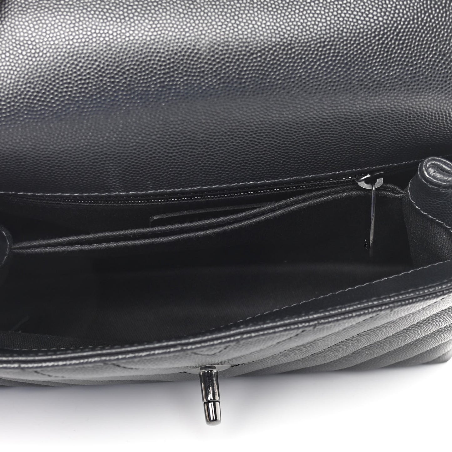 Caviar Chevron Quilted Mini Coco Handle Flap So Black