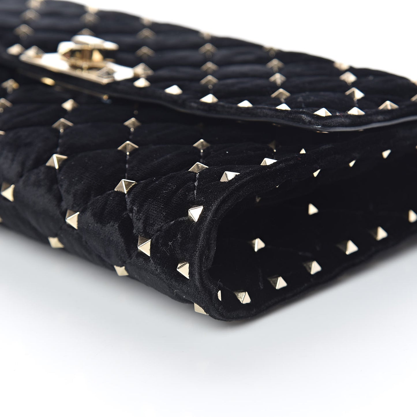 Velvet Rockstud Spike Wallet on Chain Black