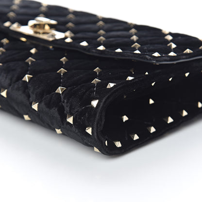 Valentino Garavani Velvet Rockstud Spike Wallet on Chain Black 6 of 9