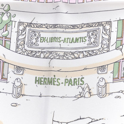 Hermes Silk Vintage Ex Libris Atlantis Scarf 70 Gris Perle Rose Pale 2 of 5