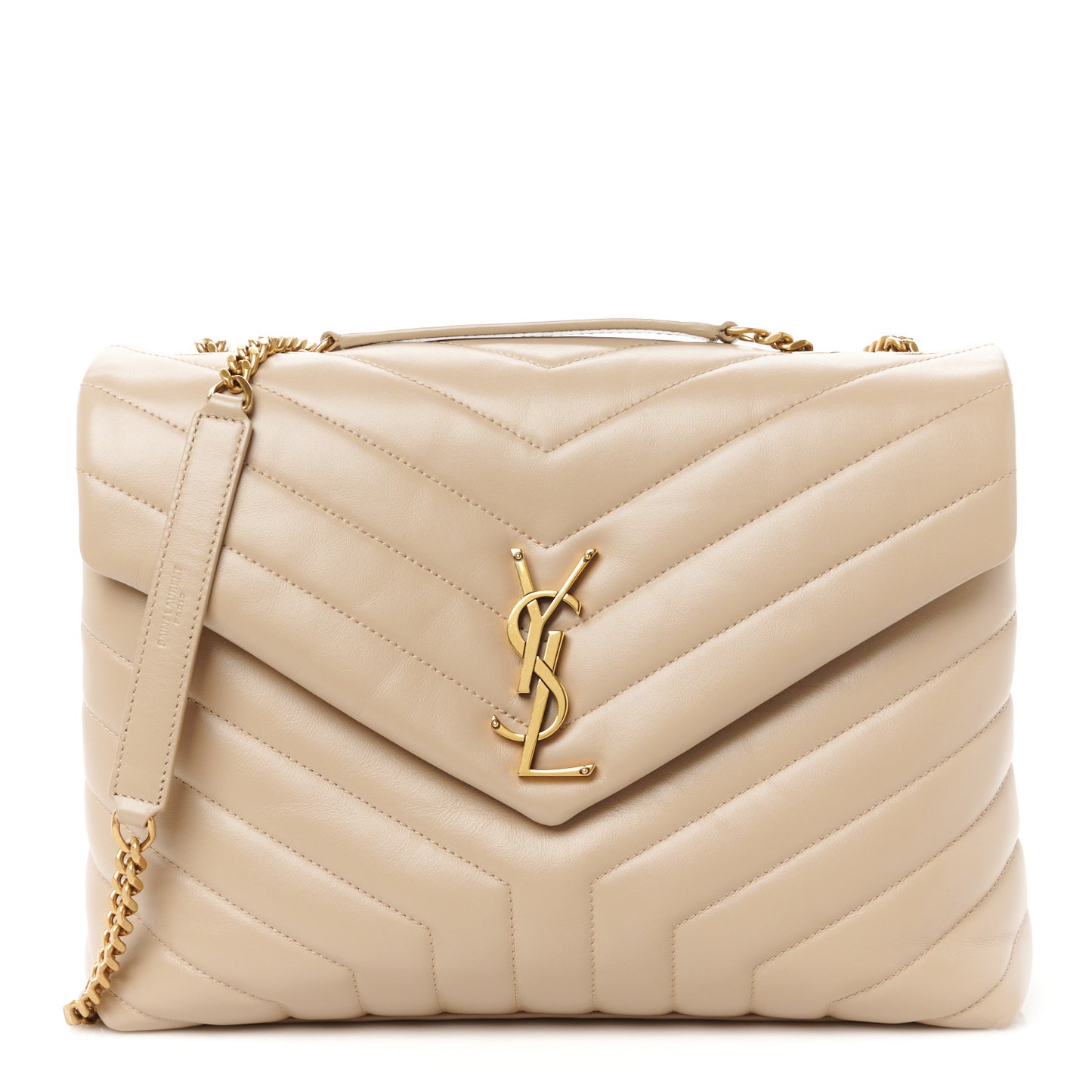 Calfskin Y Quilted Monogram Medium Loulou Chain Satchel Dark Beige