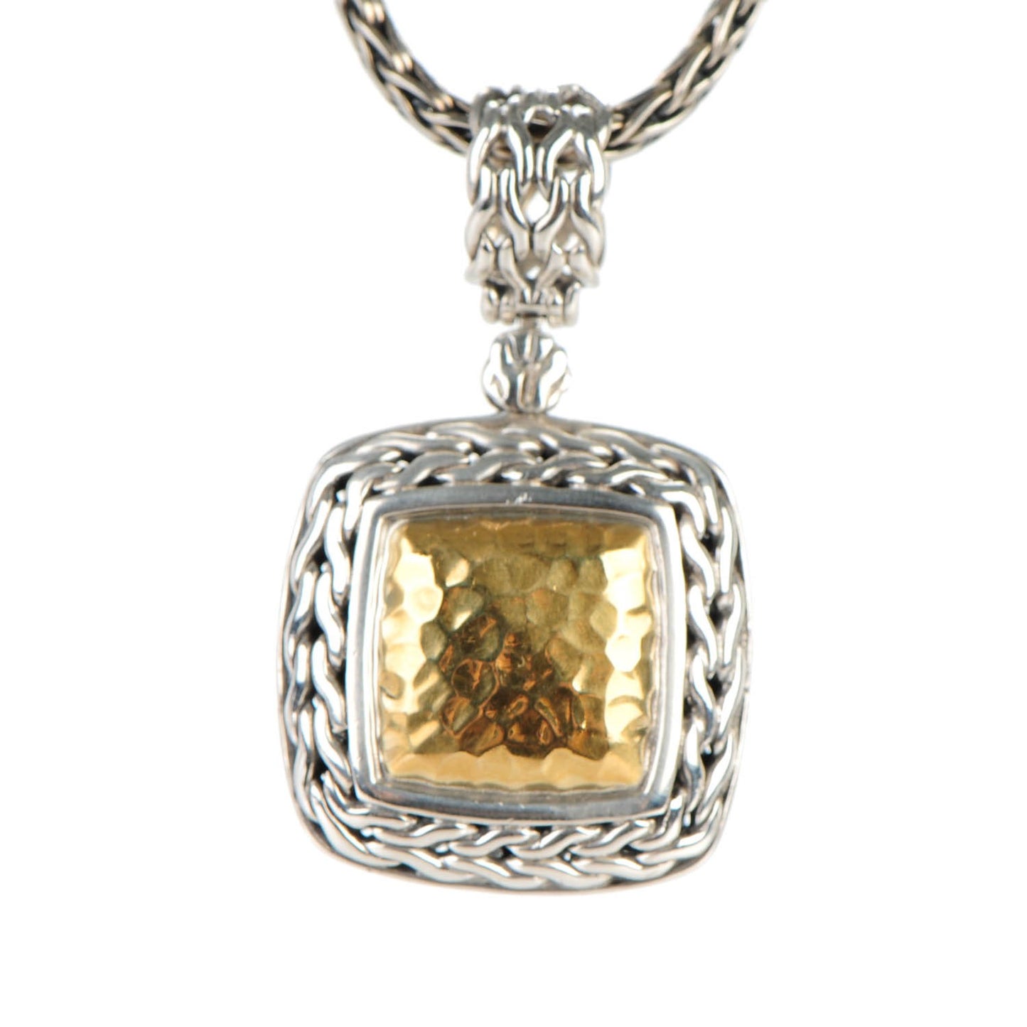 Sterling Silver 22k Gold Palu Square Pendant Necklace