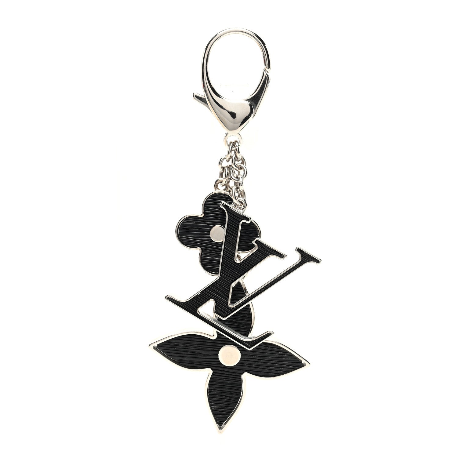 Louis Vuitton Fleur d Epi Bag Charm Key Holder Black 1 of 3