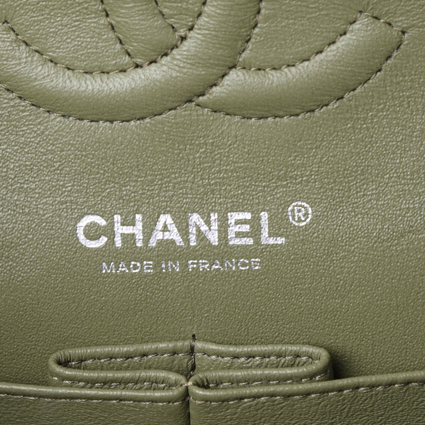 Striated Patent Quilted Medium Double Flap Green