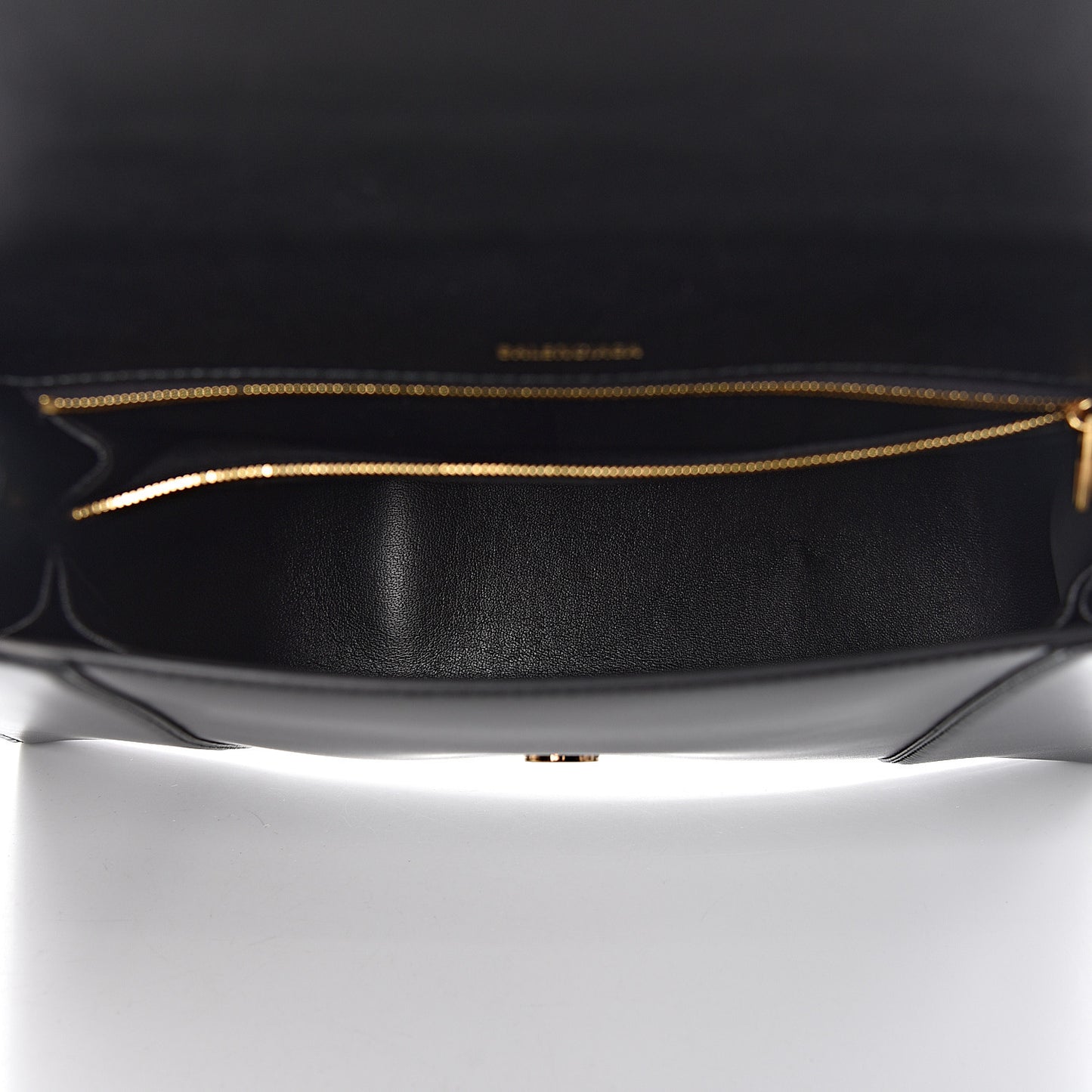 Shiny Box Calfskin Medium Hourglass Top Handle Bag Black
