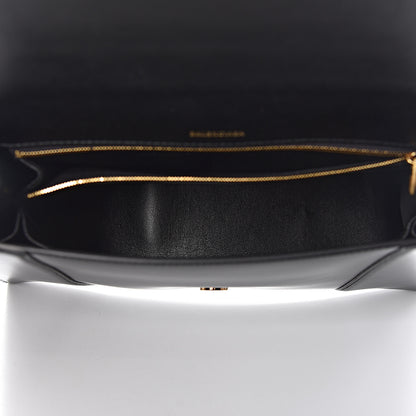 Balenciaga Shiny Box Calfskin Medium Hourglass Top Handle Bag Black 5 of 12